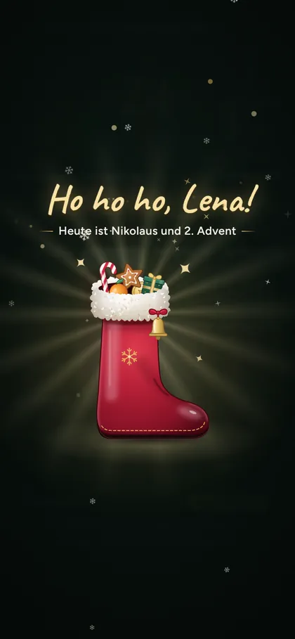Nikolaus-Effekt: ein gefüllter Stiefel und der Gruß Ho ho ho, Lena!